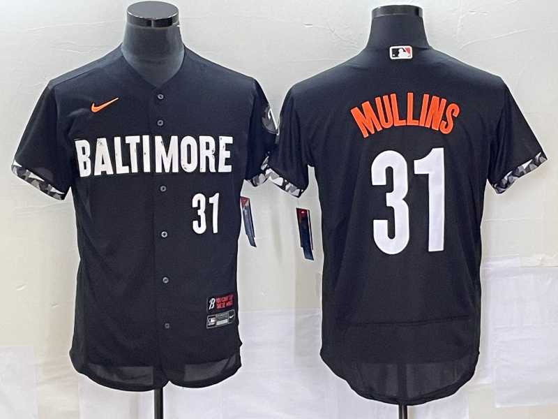 Mens Baltimore Orioles #31 Cedric Mullins Number Black 2023 City Connect Flex Base Stitched Jerseys
